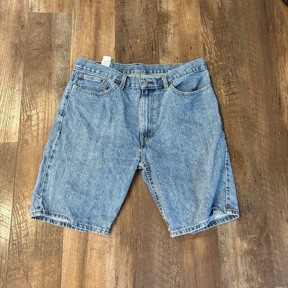 Levis 505 Jean Shorts Mens Size 36 Light Wash Denim Regular Fit Cutoff Jorts